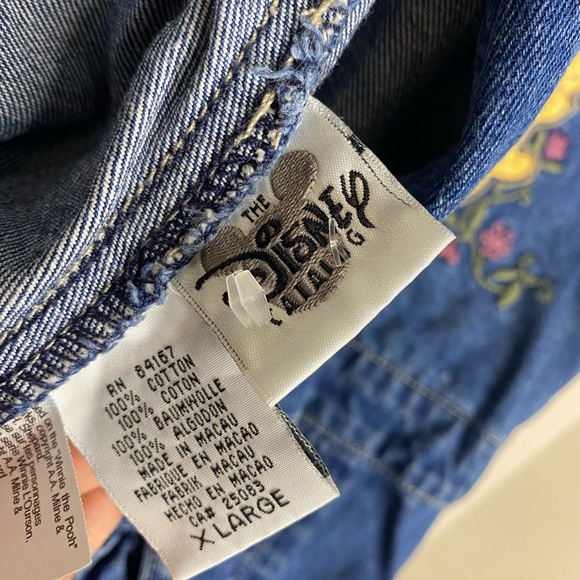 VINTAGE 90s Disney Catalog Pooh Denim Bib Overalls / Embroidered / XL - Picture 5 of 6